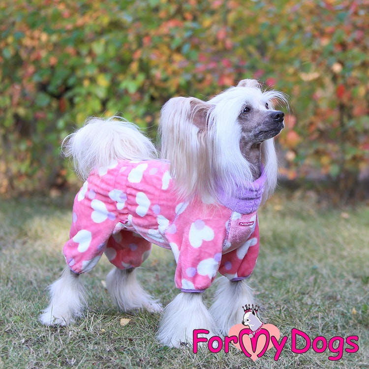 Fleece Overall "PINK HEART" Tik" For My Dogs"