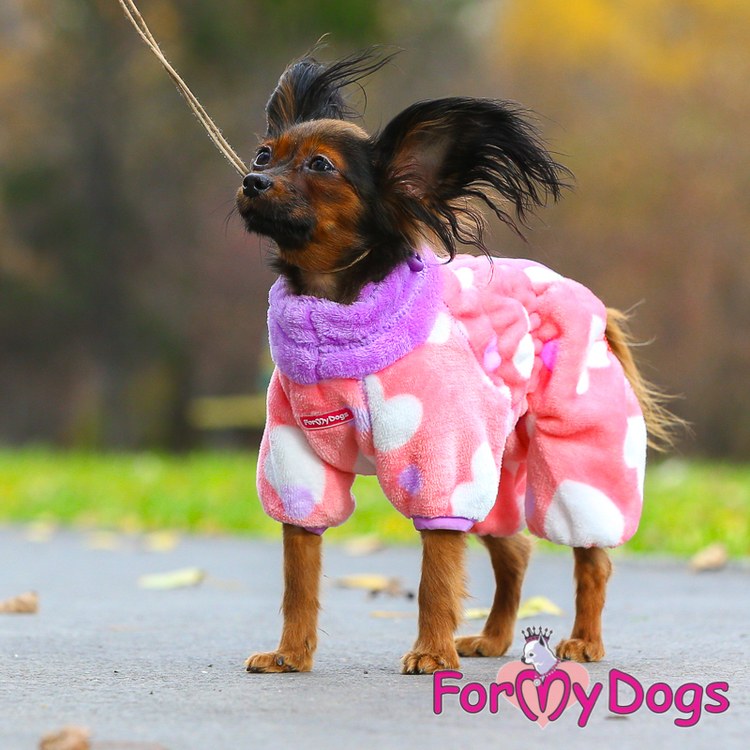 Fleece Overall "PINK HEART" Tik" For My Dogs"