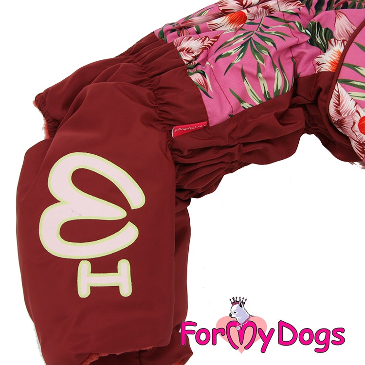 Varm Vinteroverall "Rosa Blommor" Tik " For My Dogs"