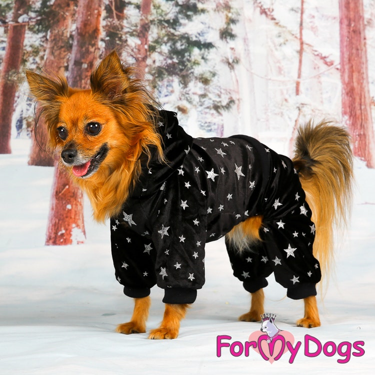 Varm Mysdress pyjamas overall "Svart Stjärna" UNISEX "For My Dogs"