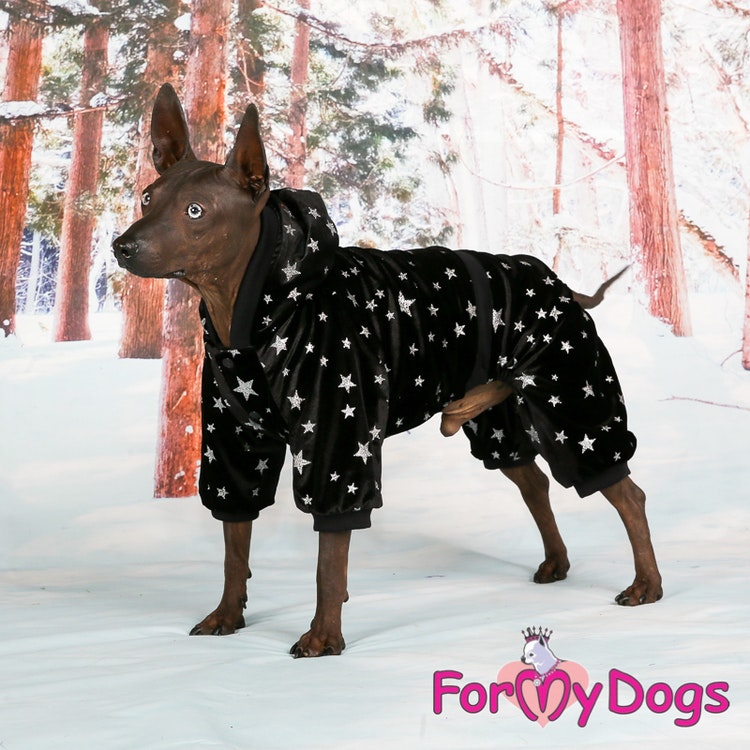 Varm Mysdress pyjamas overall "Svart Stjärna" UNISEX "For My Dogs"