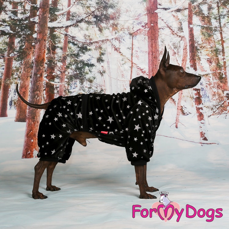 Varm Mysdress pyjamas overall "Svart Stjärna" UNISEX "For My Dogs"