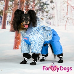 Varm Vinteroverall "Blå blomma relief" Hane "For My Dogs"