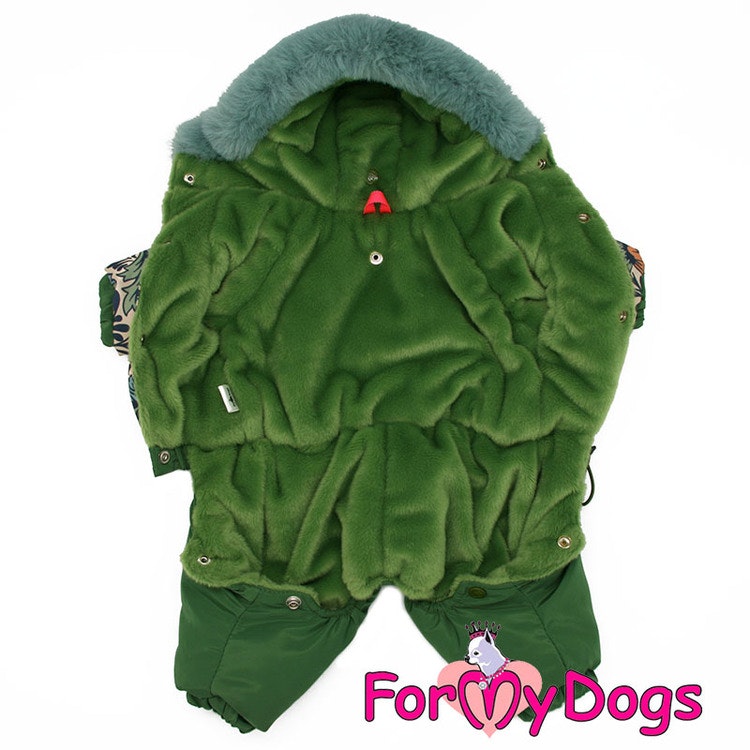 Varm Vinteroverall "Grön Blomma" Hane "For My Dogs"