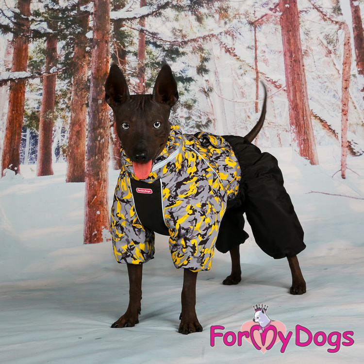 Varm Vinteroverall "Grå/gul kamouflage" Hane "For My Dogs" ej i lager