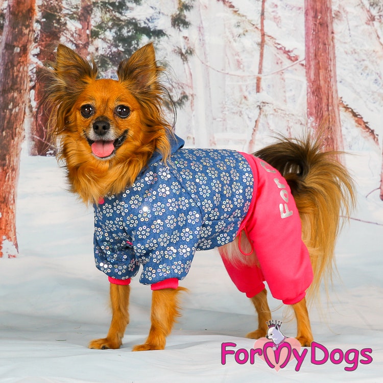 Varm Mysdress pyjamas overall "Rosa Paljetter" UNISEX "For My Dogs" ej i lager