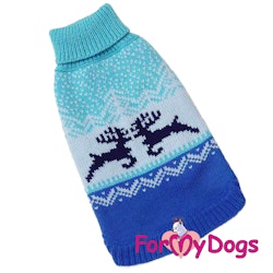 Stickad Tröja "Blue Reindeer" unisex "For My Dogs"