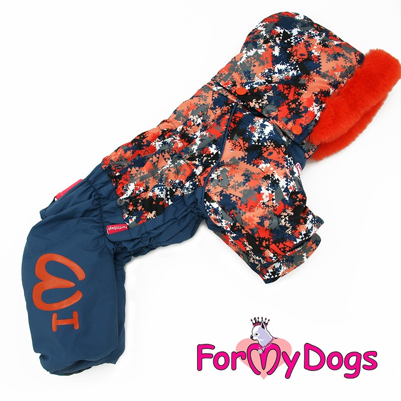 Varm Vinteroverall "Orange mönstrad" Hane "For My Dogs"