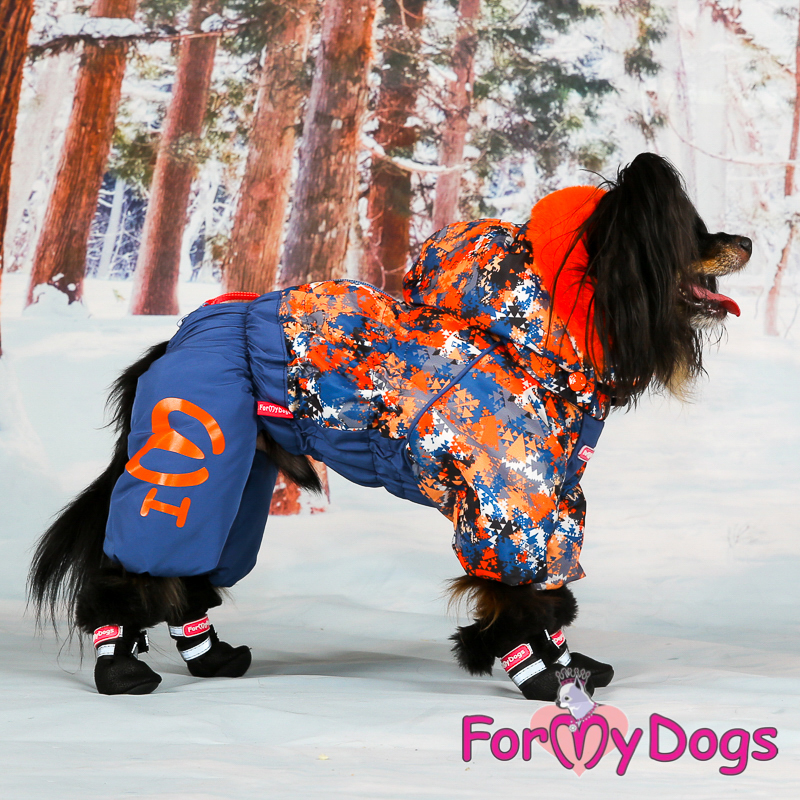 Varm Vinteroverall "Orange mönstrad" Hane "For My Dogs"