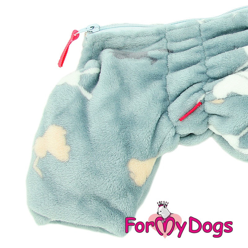 Fleeceoverall "Puderblå bunny Plysh" Hane "For My Dogs"