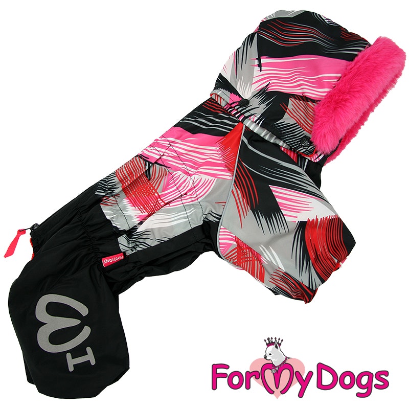 Varm Vinteroverall "Rosa ränder" Tik "For My Dogs"