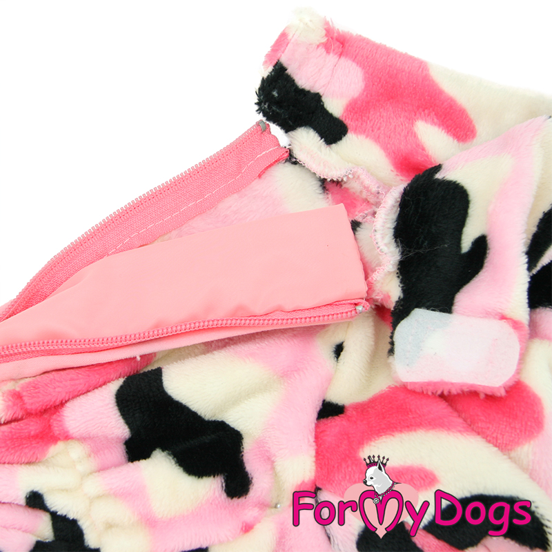 Varm Plysh/Fleece Overall "Rosa Camo" Tik "For My Dogs"
