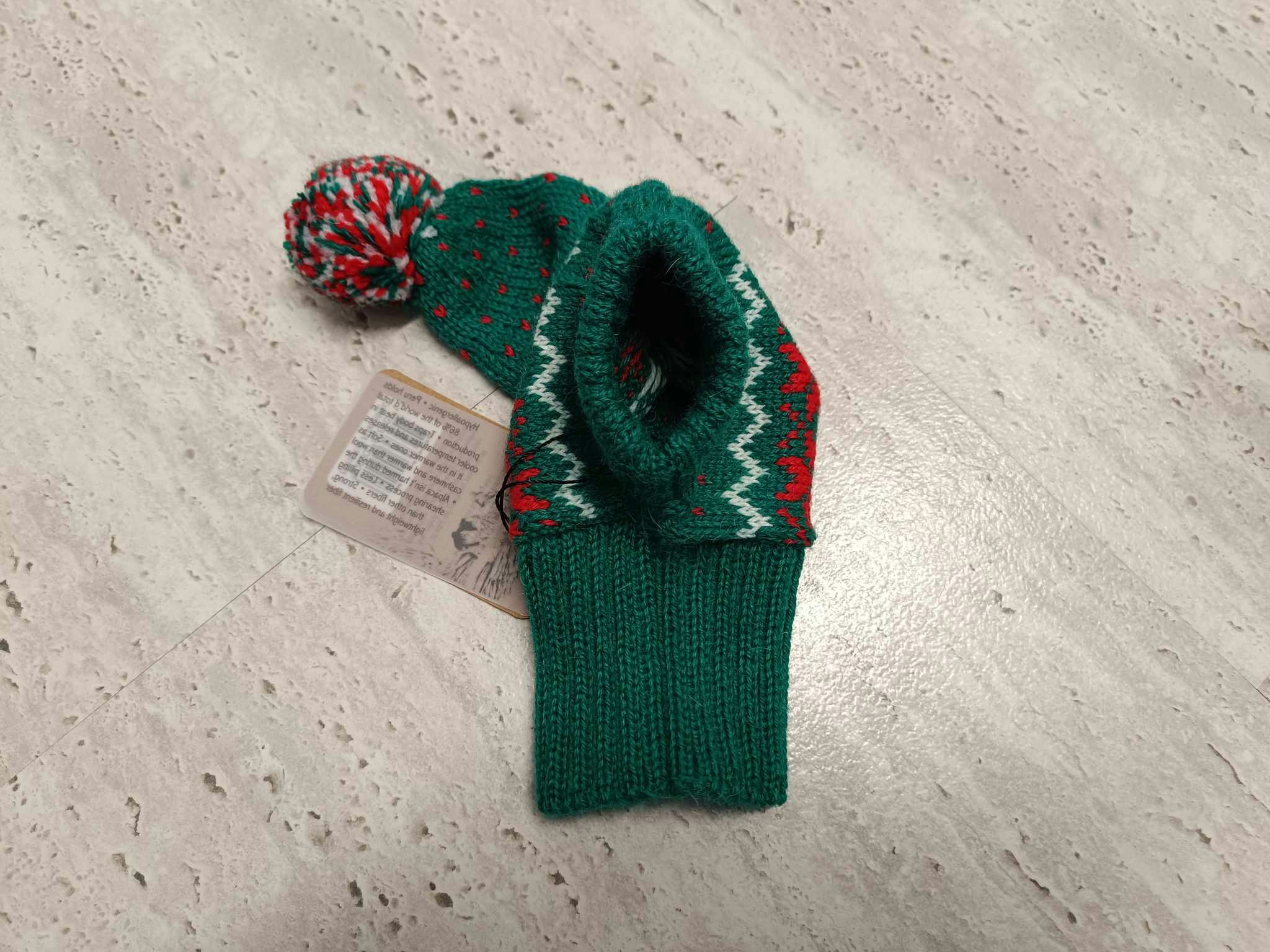 Mössa Christmas Snowflakes Green Alpaca Dog Hat "Alqo Wasi Peruvian Dogwear"