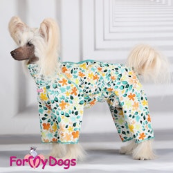 Duster tunn skyddsoverall " White Flower Power " Tik "For My Dogs"