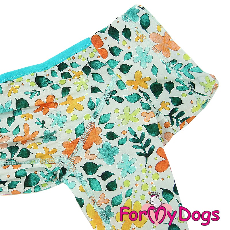 Duster tunn skyddsoverall " White Flower Power " Tik "For My Dogs"