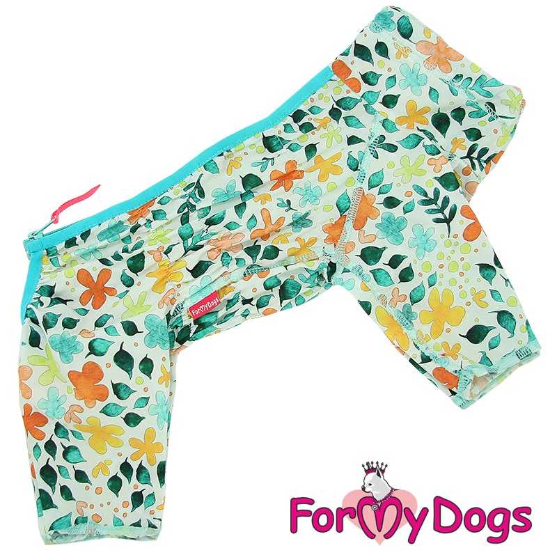Duster tunn skyddsoverall " White Flower Power " Tik "For My Dogs"