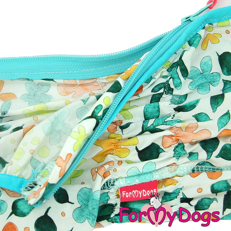 Duster tunn skyddsoverall " White Flower Power " Tik "For My Dogs"