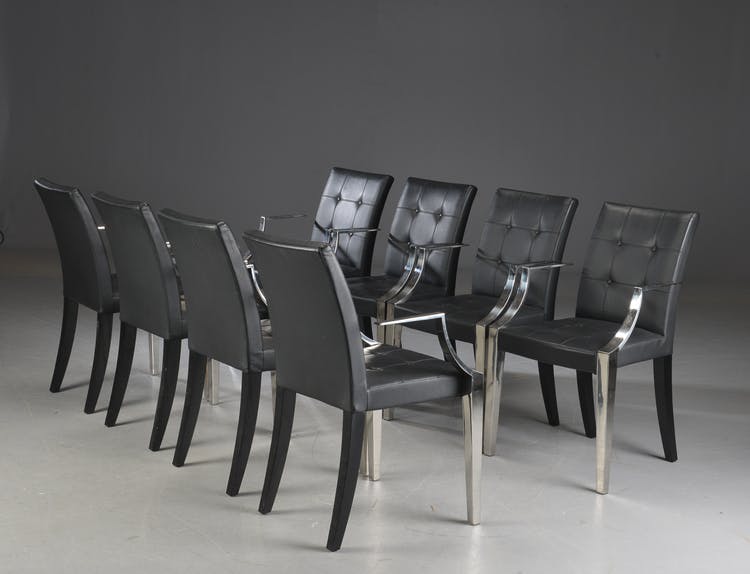 8 x Stühle, Driade Monseigneur Schwarzes Leder - Philippe Starck