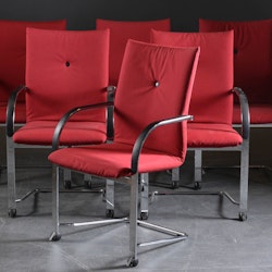 6 x Konferenzstühle, Fritz Hansen SPIN - Schwartz und Rot
