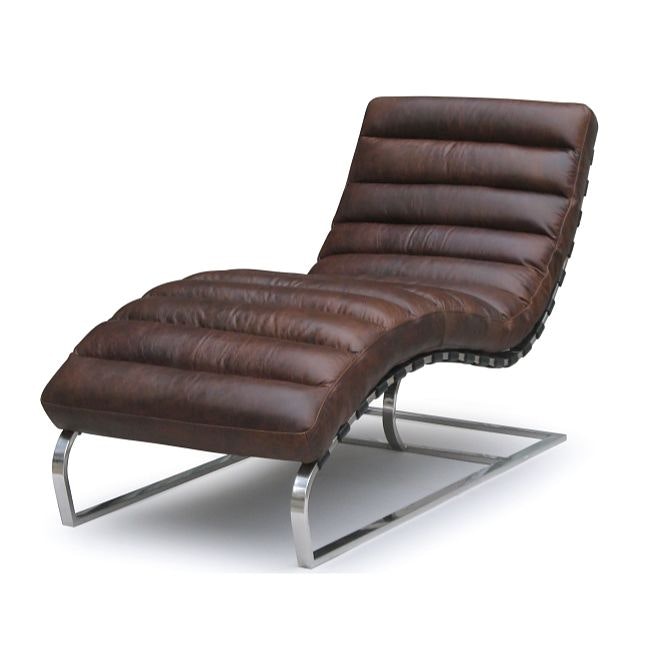 Ganz neu, Chaise Lounge - Braun Leder