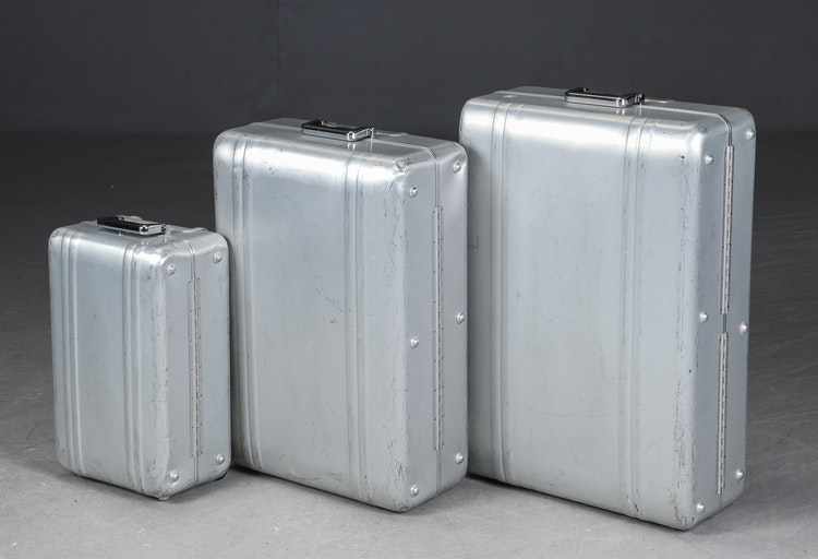 Koffer, 3 x Zero Halliburton Aluminium mit Rädern und Griffen