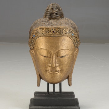 Große Buddha Maske aus Thailand auf Ständer - 93 cm hoch