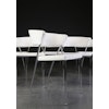 5 x konferenzstühle aus weißem Leder mit Stahlbeinen