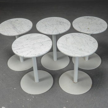 5 x cafétisch aus Marmor mit Metallfuß