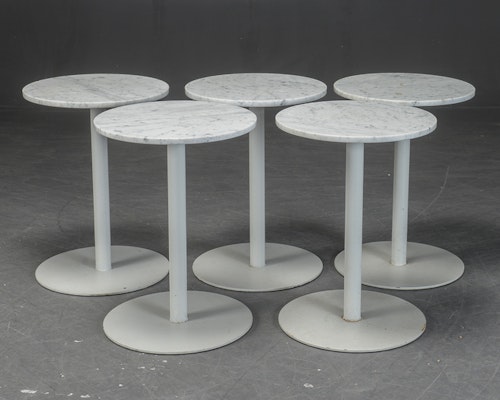 5 x cafétisch aus Marmor mit Metallfuß