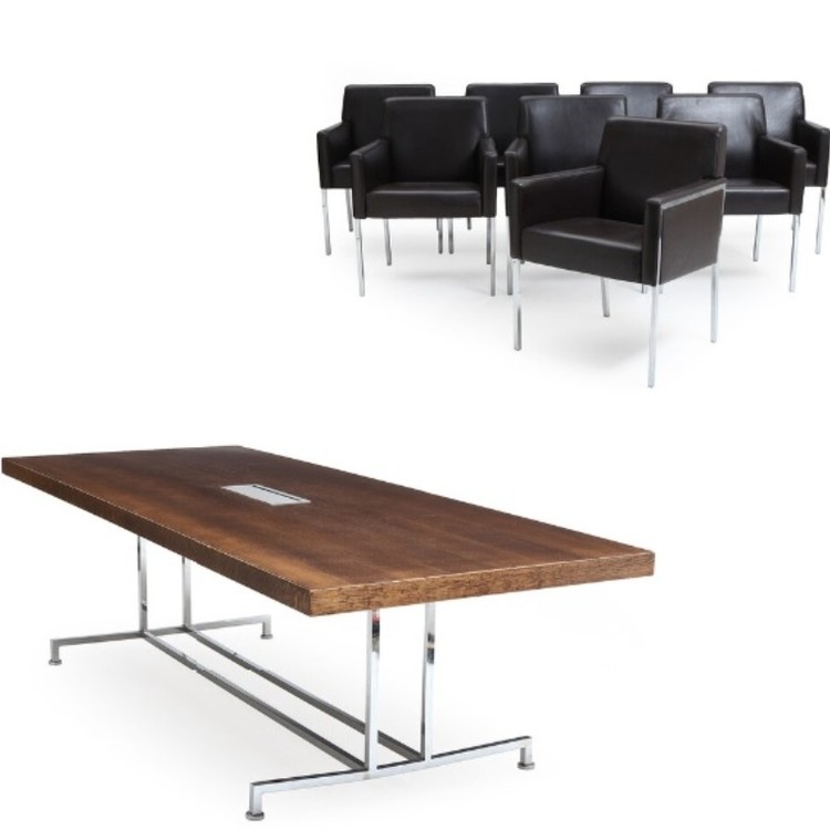 Set mit Tisch und 8 Stühlen, Moroso Steel - Enrico Franzolini