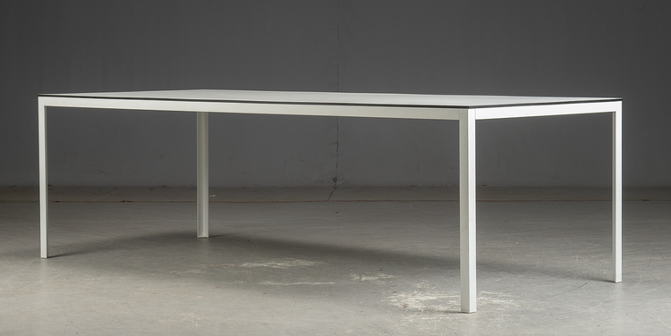 Konferenztisch / Esstisch - weißes Laminat und schwarzer Rand - 242 cm