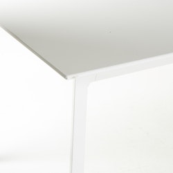 Konferenztisch, weißes Laminat & Stahl - 280 x 90 cm