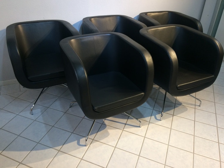 5 x Sessel, Skandiform Lounge - Schwarzes Leder