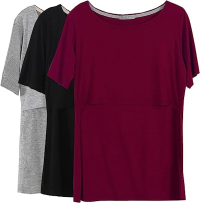 Kortärmad Amningstopp 3pack Röd/Svart