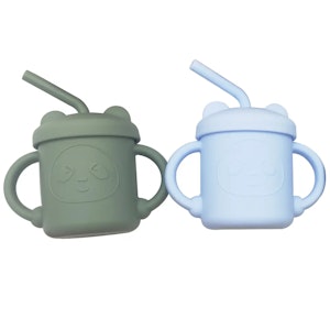 BabyBloom Silikonmuggar med sugrör 2-Pack