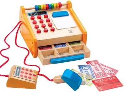Hape kassaapparat i trä med scanner och kortterminal