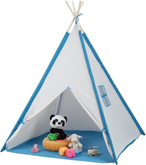 Relaxdays Lektält Tipi Vit/Blå