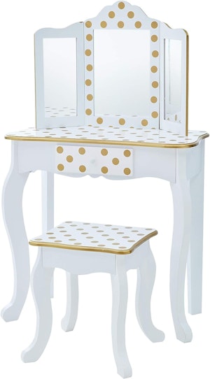 Teamson Sminkbord Vit/Guld