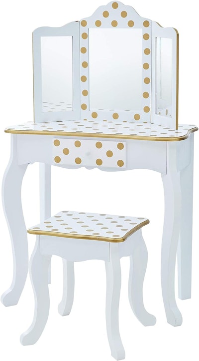 Teamson Sminkbord Vit/Guld