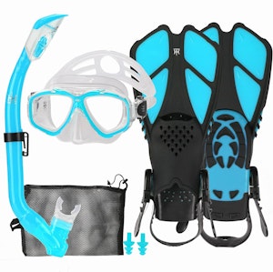 Snorkelset Med Simfötter Ljusblå