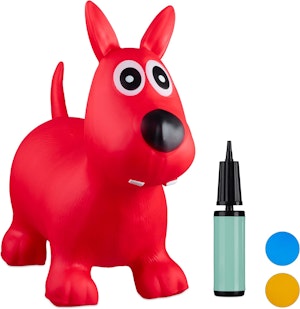 Relaxdays Hoppdjur Hund Röd Inklusive Luftpump