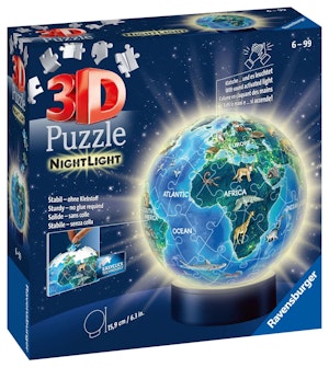 Ravensburger 3D Pussel Jordglob Djur Nattlampa 72 Bitar