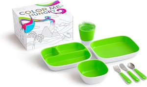 Munchkin Colour Me Hungry Barnservis 7 Delar Grön