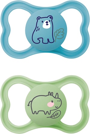 MAM Air Napp Silikon 6-16 Månader 2-Pack Blå/Grön