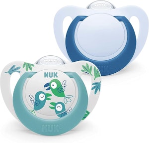 NUK Star Nappar 0–6 månader 2-Pack Blå Fåglar
