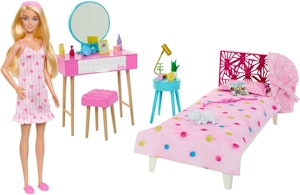 Barbie lekset med docka och dockmöbler