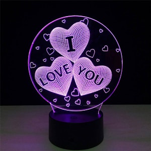 Sparkaura 3D Nattlampa I Love You