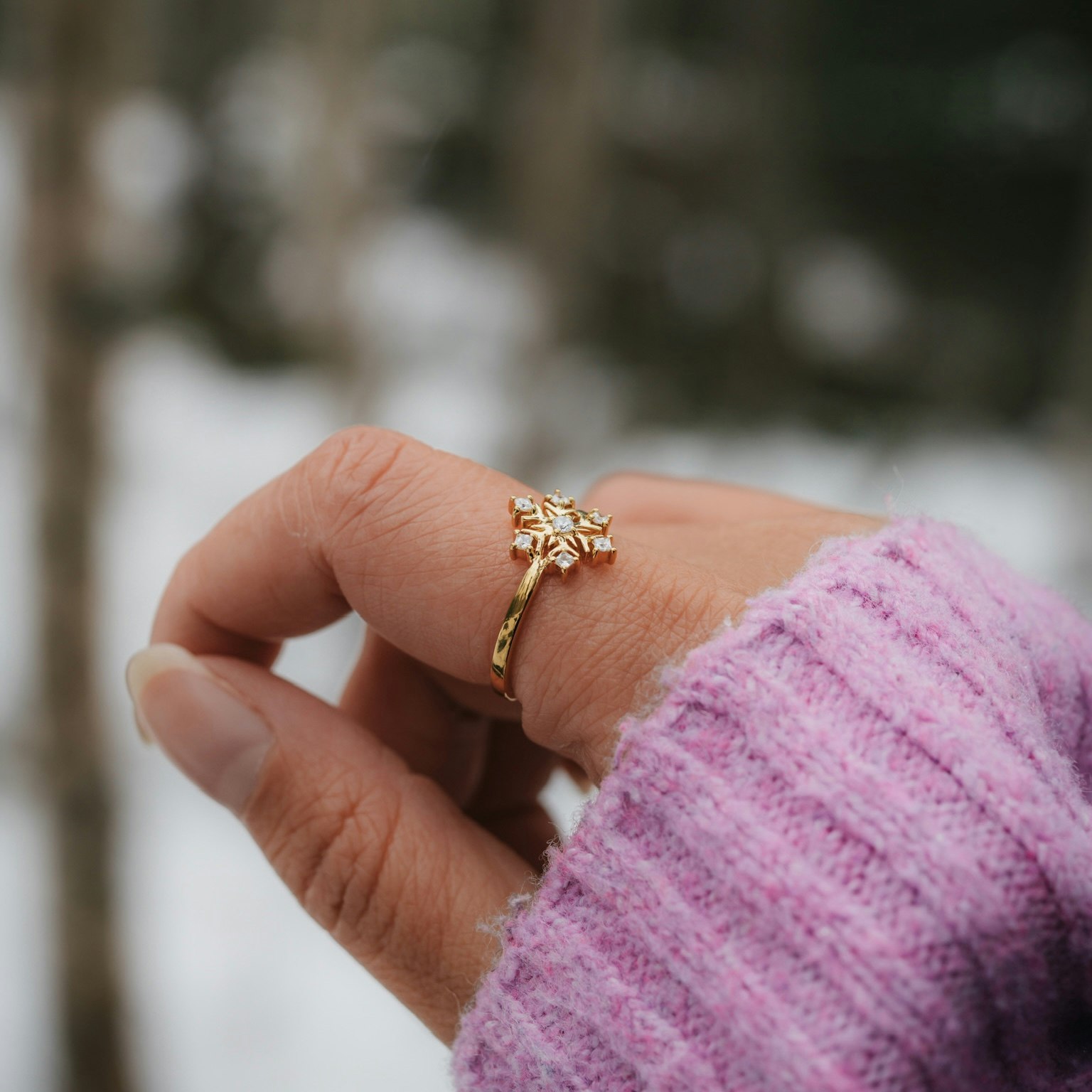 Snöflinga ring guld