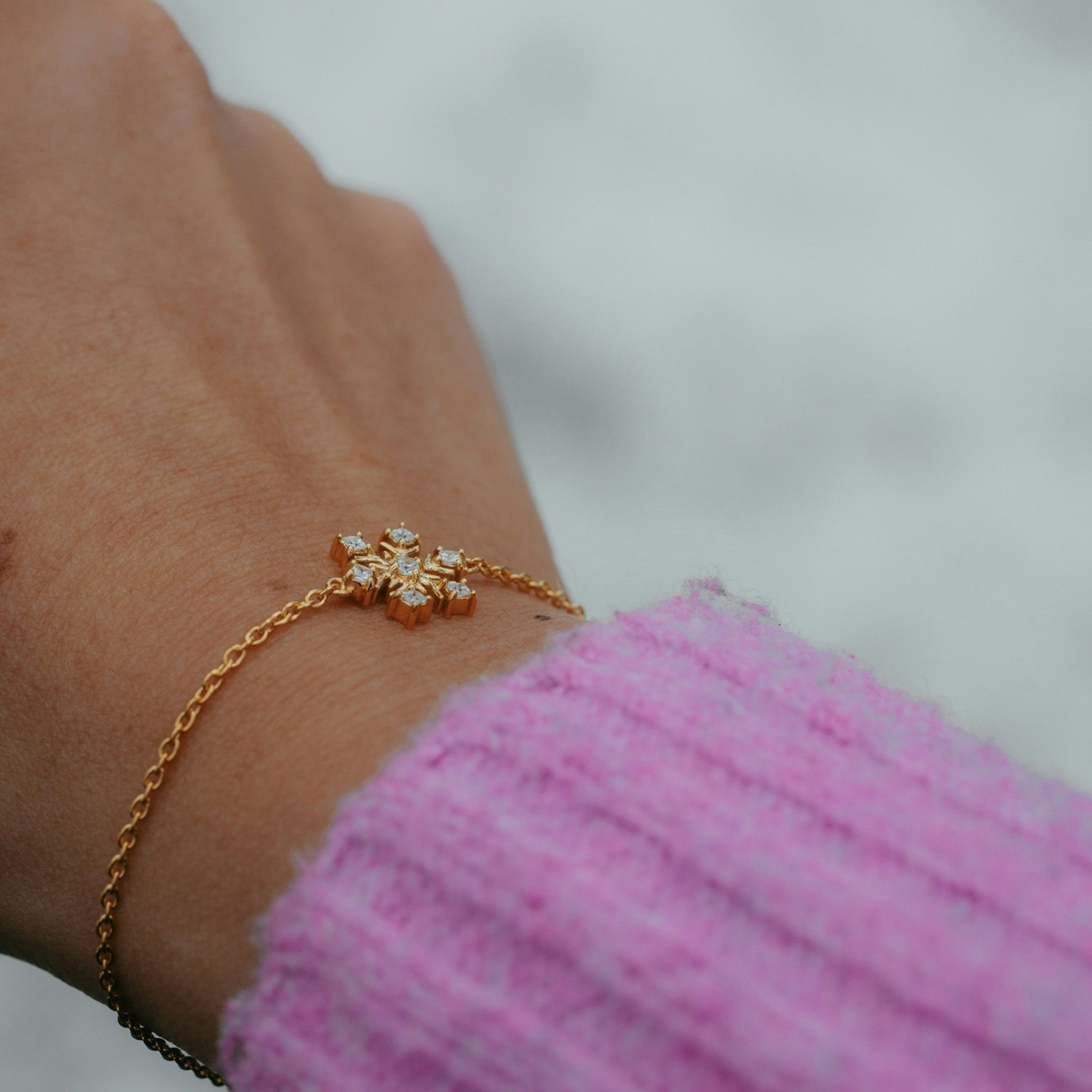 Snöflinga armband guld