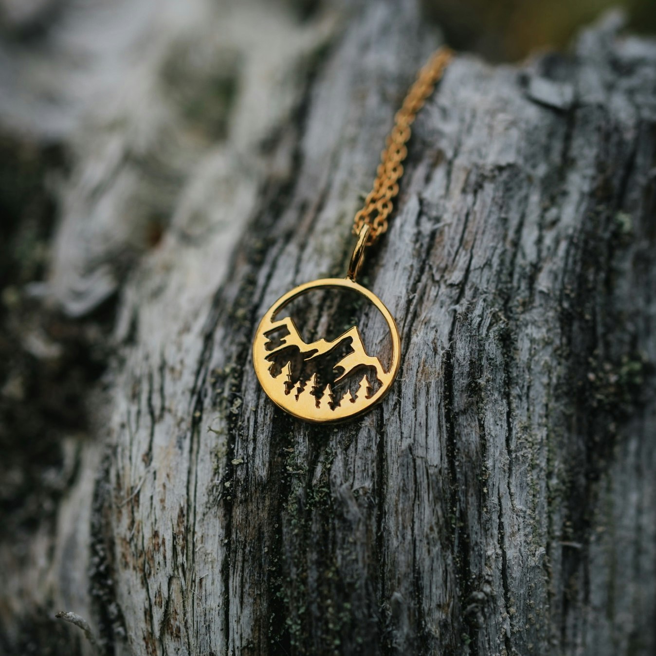 Fjäll halsband guld